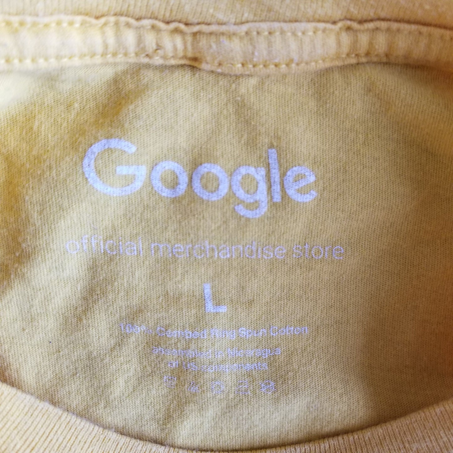 Google Yellow Cotton T-Shirt Mens Size L Large Official Merchandise Store
