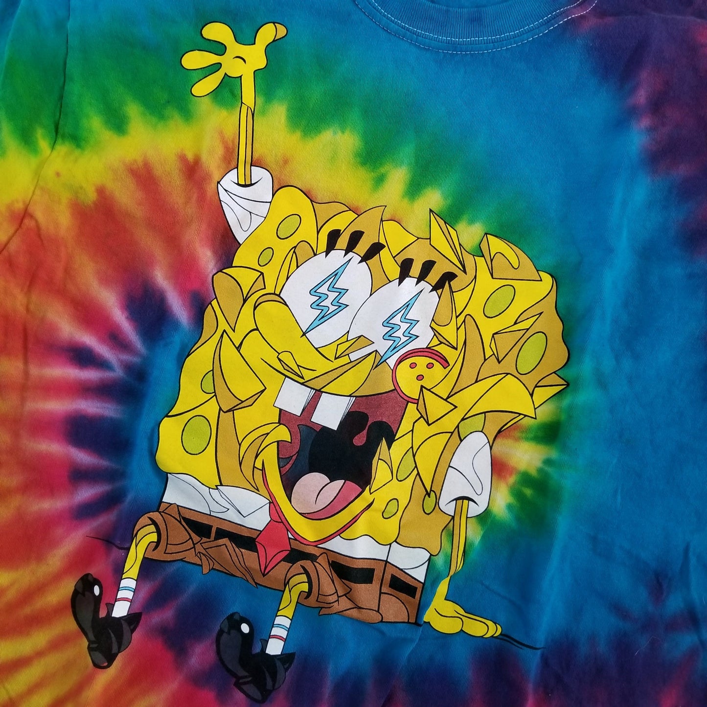 J Balvin X Louis De Guzman SpongeBob SquarePants Tie Dye T-Shirt Size Medium