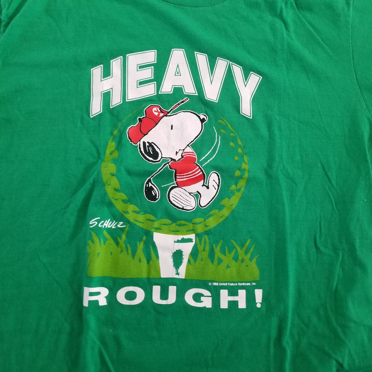 Vintage Artex Snoopy Peanuts Heavy Rough Golf T Shirt Size Large Made in USA