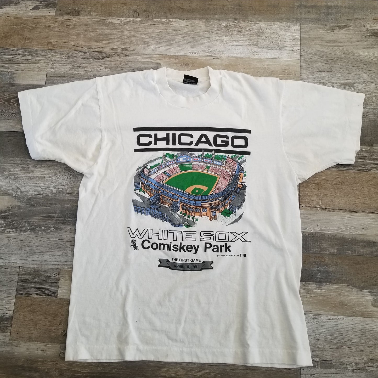 Vintage Chicago White Sox Comiskey Park First Game 1991 T Shirt Screen Stars Size L